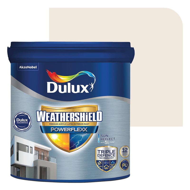Dulux Weathershield Powerflexx Exterior Emulsion Paint (4L, ALMOND WISP) | PU-Modified Acrylic Formula | Crack Resistant & Weatherproof | Algae & Fungus Guard | High Gloss Finish - Image 5