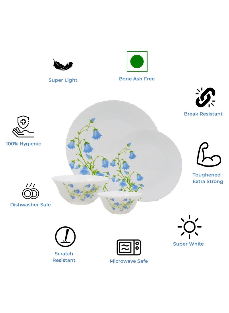 لاوبالا طقم عشاء لا أوبالا كلاسيك 44 قطعة مصنوع من أوبال وير لون بلو بيل آمن للميكروويف وغسالة الصحون خفيف الوزن بتصميم بسيط - Image 2