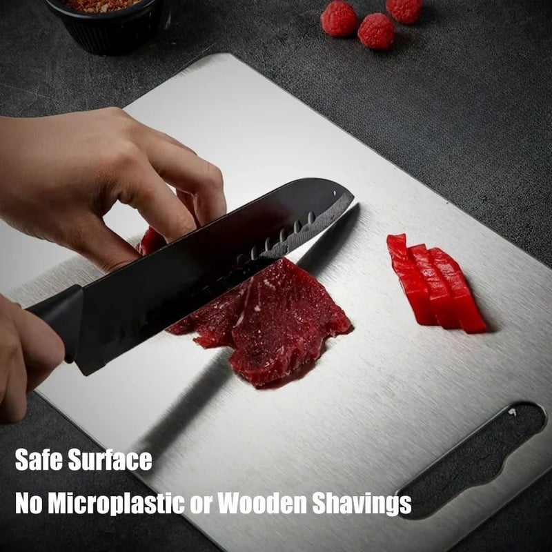 Zaucet Titanium Cutting Board - 2025 New Upgrade 100% Pure Titanium Cutting Boards for Kitchen Double Sided Non Toxic Titanware Cutting Board,Hygiene Durable Dishwasher Safe Chopping Board (14"L x 10"W) - Image 3