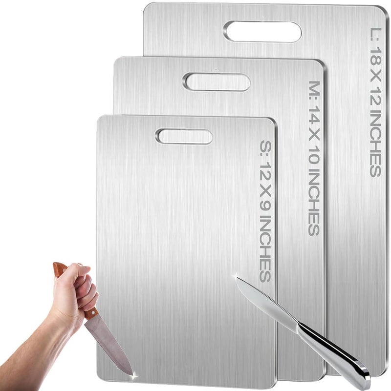 Zaucet Titanium Cutting Board - 2025 New Upgrade 100% Pure Titanium Cutting Boards for Kitchen Double Sided Non Toxic Titanware Cutting Board,Hygiene Durable Dishwasher Safe Chopping Board (14"L x 10"W) - Image 1