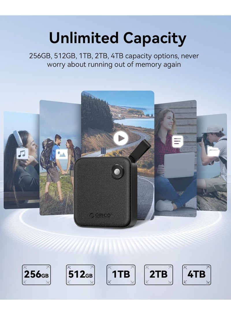 أوريكو قرص تخزين خارجي محمول من أوريكو بسعة 256 جيجابايت مع كابل USB-C ثنائي الاستخدام، سرعة نقل بيانات تصل إلى 460 ميجابايت/ثانية، مؤشر حالة، تخزين موثوق للهواتف الذكية والأجهزة اللوحية وأجهزة الكمبيوتر المزودة بمنفذ USB-C - B5PLUS - Image 2