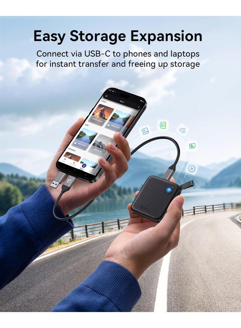 أوريكو قرص تخزين خارجي محمول من أوريكو بسعة 256 جيجابايت مع كابل USB-C ثنائي الاستخدام، سرعة نقل بيانات تصل إلى 460 ميجابايت/ثانية، مؤشر حالة، تخزين موثوق للهواتف الذكية والأجهزة اللوحية وأجهزة الكمبيوتر المزودة بمنفذ USB-C - B5PLUS - Image 4