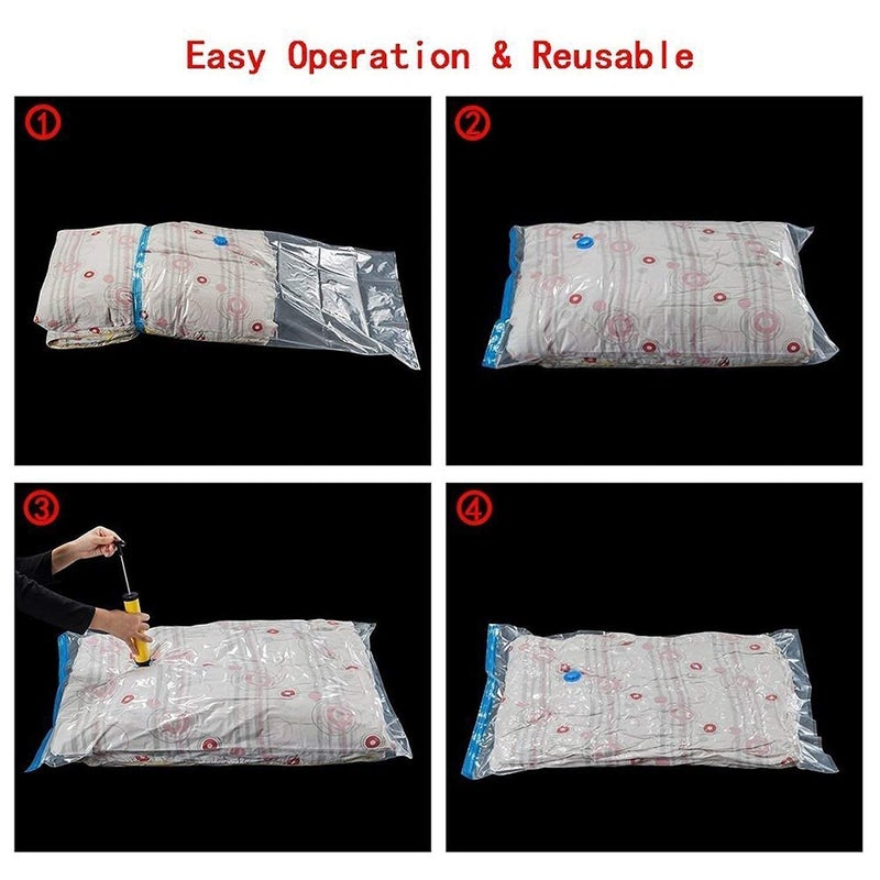 KPS 5PCS COMPRESSION BAG Zip lock Vacuum Storage Space Saver Bags Reusable For HomeTravels AND Packing and as a Compression Sealer for Clothes Quilts with Compact Hand Pump Zip lock Travel etc - Image 3