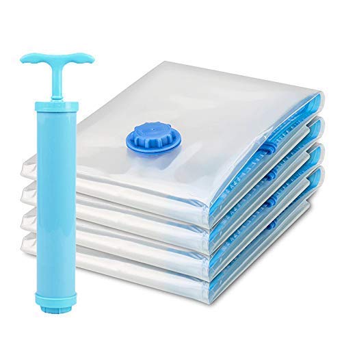 KPS 5PCS COMPRESSION BAG Zip lock Vacuum Storage Space Saver Bags Reusable For HomeTravels AND Packing and as a Compression Sealer for Clothes Quilts with Compact Hand Pump Zip lock Travel etc - Image 1
