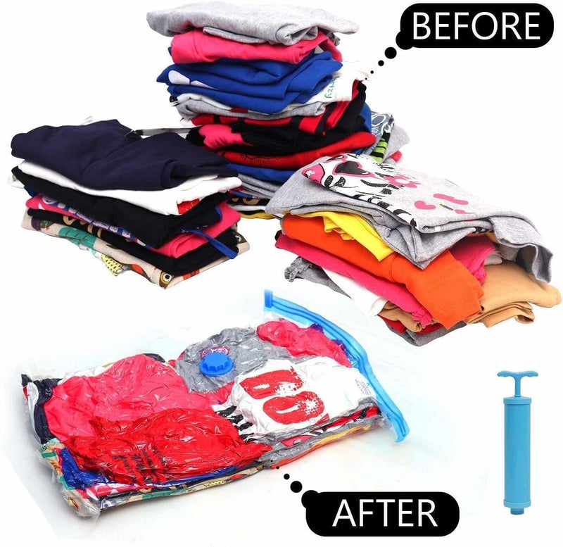 KPS 5PCS COMPRESSION BAG Zip lock Vacuum Storage Space Saver Bags Reusable For HomeTravels AND Packing and as a Compression Sealer for Clothes Quilts with Compact Hand Pump Zip lock Travel etc - Image 4