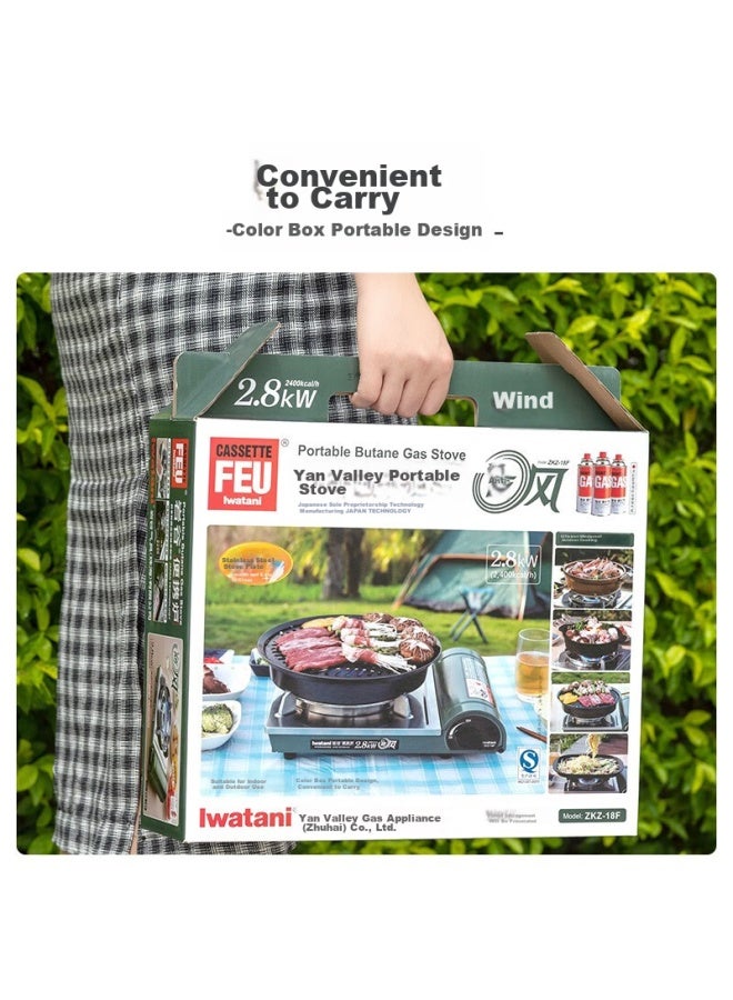 Iwatani Portable Cassette Stove, Outdoor Windproof Camping Gas Stove, Home Hot Pot Cooking Stove, Zkz-18f - Image 4