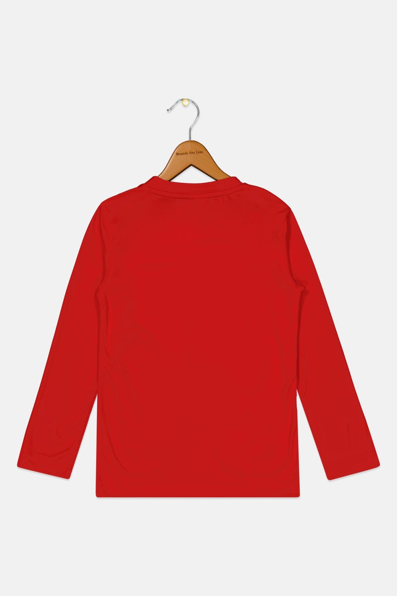 Adidas تي شيرت تدريب بأكمام طويلة للأولاد، أحمر - Image 3