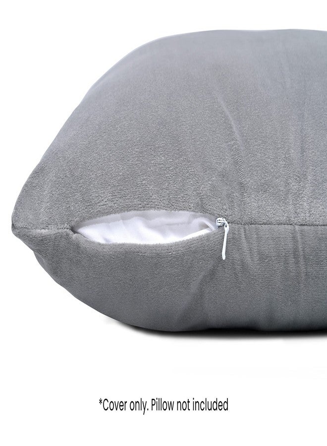 MY ARMOR Velvet Cushion Covers Set of 2-16 x 16 Inches / 40 x 40 Cm, Soft & Luxurious Cushion Cases for Bedroom, Sofa, Chair & Living Room - Grey - Image 2