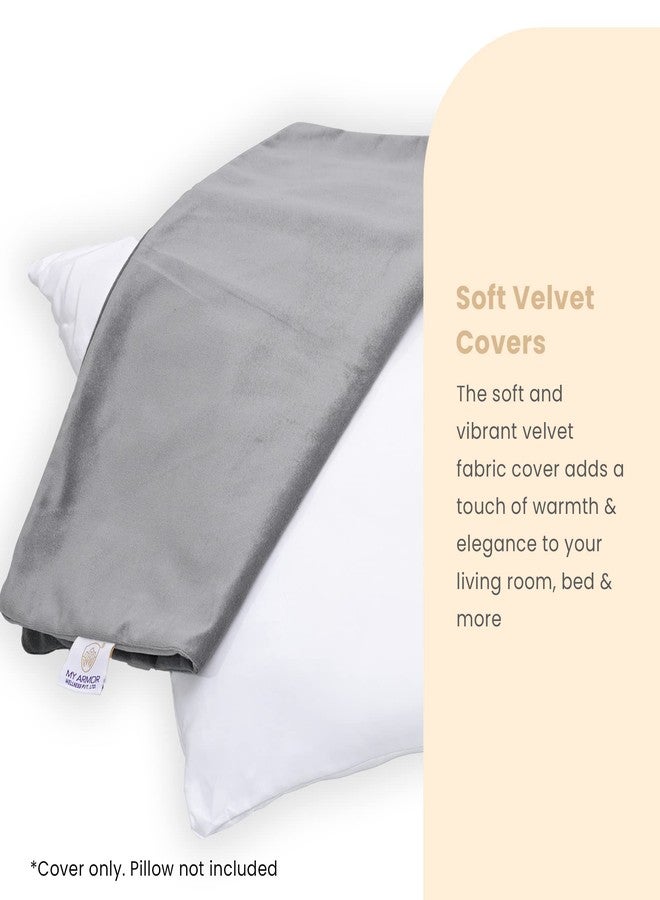 MY ARMOR Velvet Cushion Covers Set of 2-16 x 16 Inches / 40 x 40 Cm, Soft & Luxurious Cushion Cases for Bedroom, Sofa, Chair & Living Room - Grey - Image 4