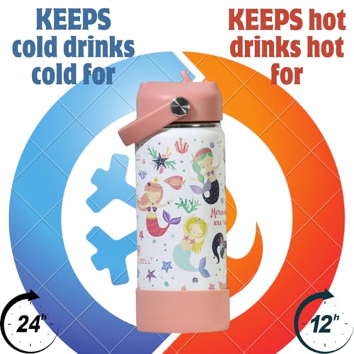 TOM  BELL TOM & BELL Insulated Water Bottle for Kids 500ml,Double Wall Water Bottle for School, Sipper Bottle,Hot and Cold, Premium 304 Stainless Steel (NEW MERM, 500ml) - Image 2