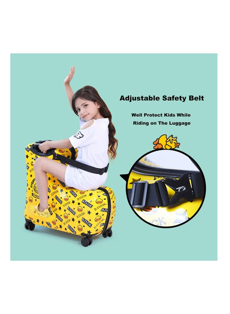 Cool Baby Travel Suitcase Al-Mg Alloy Luggage Trolley With 4 Spinner Wheel - Perfect for Your Little Explorer Yellow Duck 20 inches - Image 3