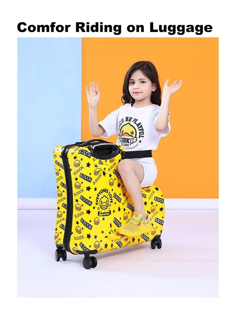 Cool Baby Travel Suitcase Al-Mg Alloy Luggage Trolley With 4 Spinner Wheel - Perfect for Your Little Explorer Yellow Duck 20 inches - Image 4