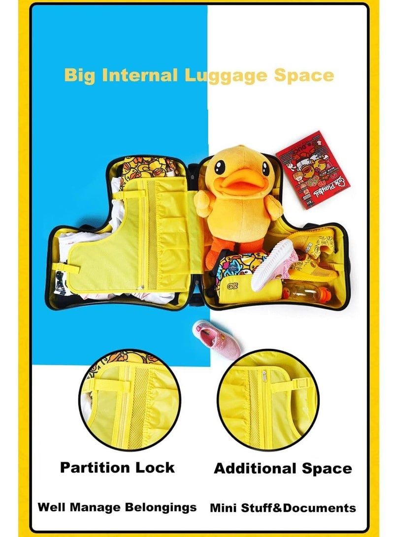Cool Baby Travel Suitcase Al-Mg Alloy Luggage Trolley With 4 Spinner Wheel - Perfect for Your Little Explorer Yellow Duck 20 inches - Image 5