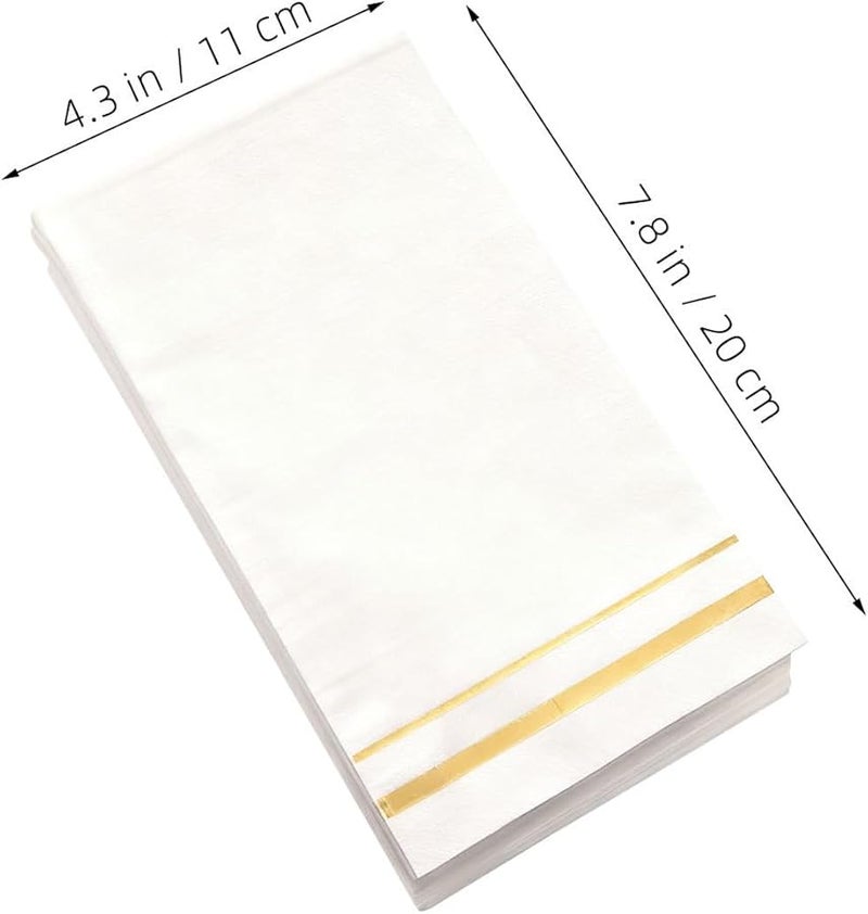 Gold Trim Disposable Paper Dinner Napkins 100 Pack For Wedding Birthday Party Banquet Decoration - Image 3