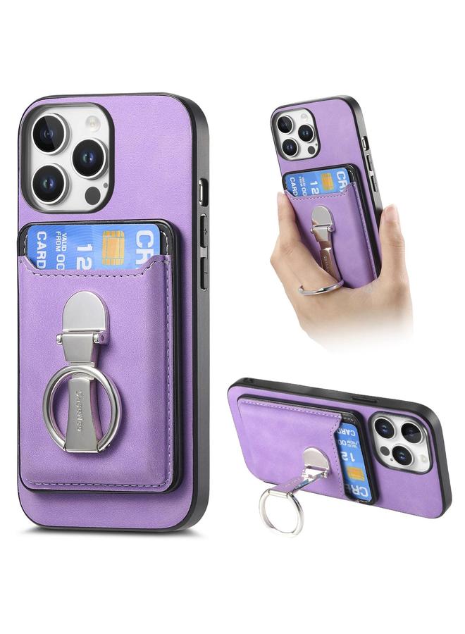 Zaboon Case For iPhone 13 Pro Retro Folding Ring Holder Card Bag MagSafe Phone Case - Image 1