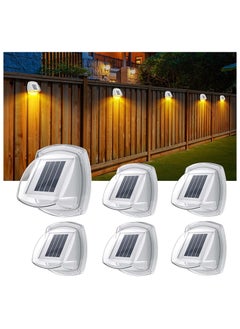 Excefore Solar Fence Lights Outdoor Waterproof 6 Pack Upgrade 8 LEDs Outdoor Wall Lights Solar Powered Deck Light Decorative Lighting for Outside Stairs Fence Deck Patio Yard Pathway Porch Step (Warm White)  - Image 1