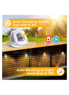 Excefore Solar Fence Lights Outdoor Waterproof 6 Pack Upgrade 8 LEDs Outdoor Wall Lights Solar Powered Deck Light Decorative Lighting for Outside Stairs Fence Deck Patio Yard Pathway Porch Step (Warm White)  - Image 5