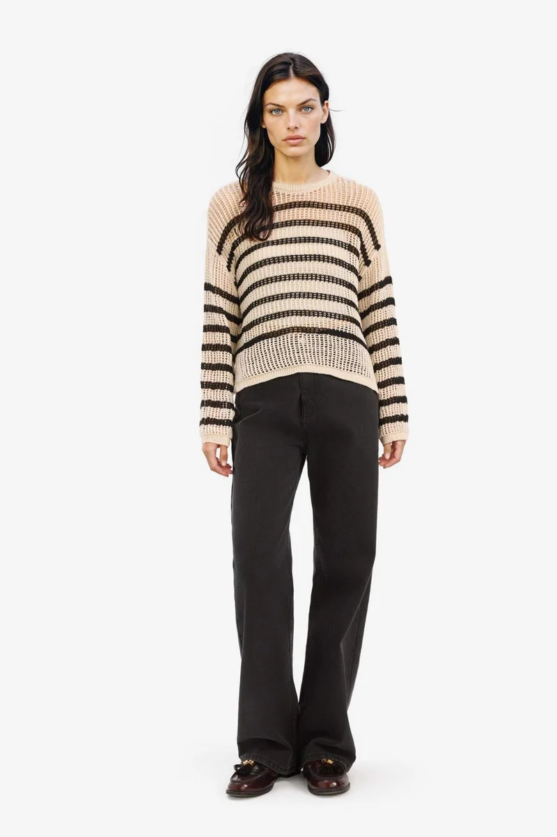 ديفاكتو Regular Fit Crew Neck Striped Knitwear Pullover