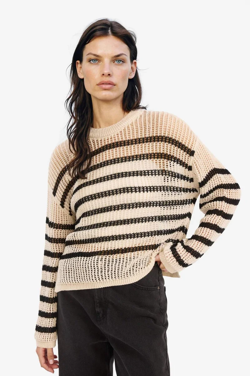 ديفاكتو Regular Fit Crew Neck Striped Knitwear Pullover