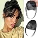 NAYOO Bangs Hair Clip in Bangs 100% Real Human Hair Extensions Natural Black Wispy Bangs Clip on Air Bangs for Women Fringe with Temples Hairpieces Curved Bangs for Daily Wear - Image 2