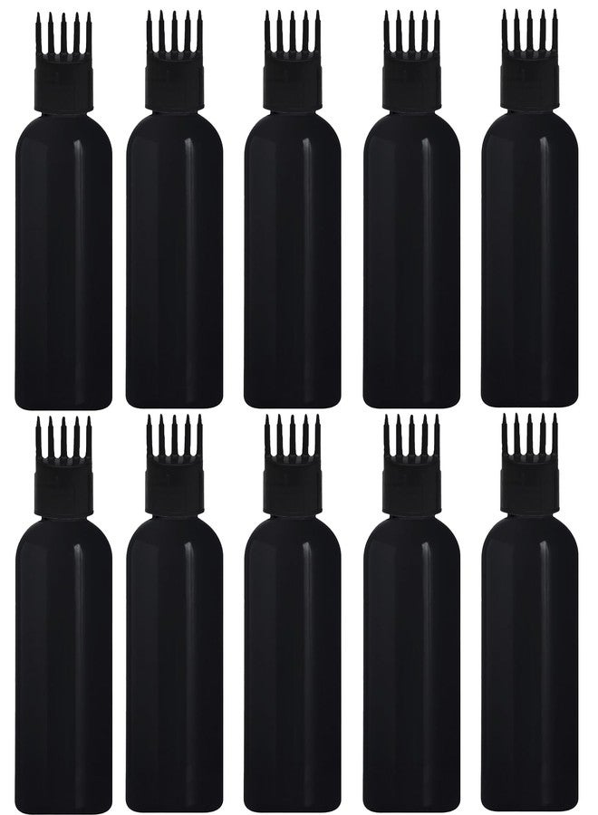 HUNCHA Hair Root Comb Applicator Bottle For Applying Hair Oil Shampoo and Medicine, Oil Applicator Bottle For Scalp, 100ml Applicator Hair Root Bottle, Black Bottle Black Comb, Pack of 10 - Image 1
