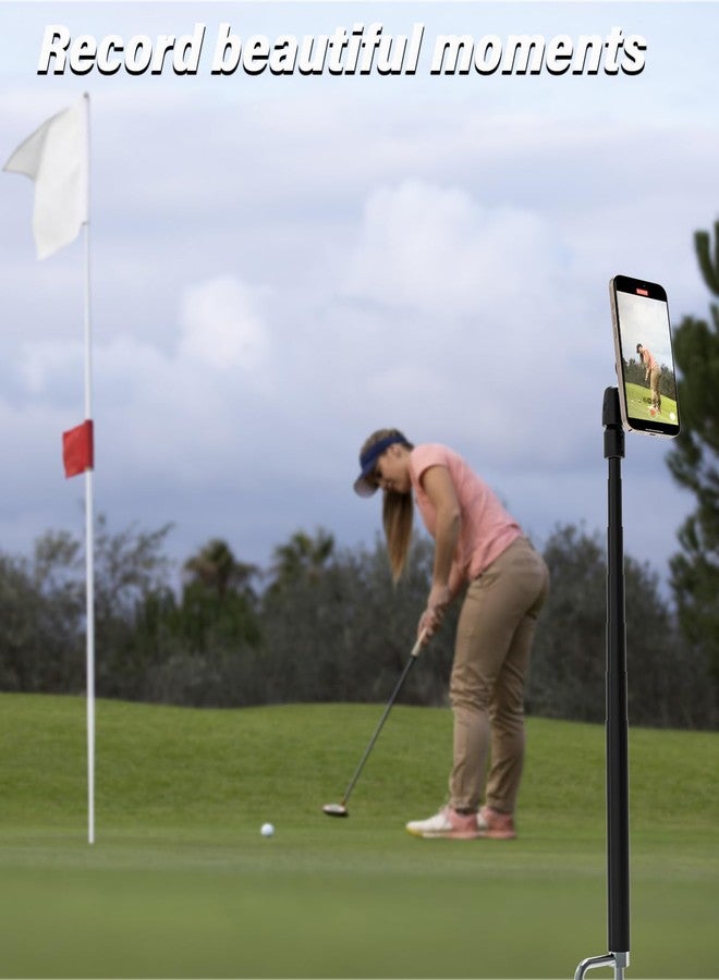 حامل هاتف أحادي القوائم من LYFICCS Ground Golf مع وتد تثبيت، عصا سيلفي لالتقاط صور تأرجح الجولف مع حامل مغناطيسي للهاتف، متوافق مع iPhone 16/15/14/13 Pro Max و Galaxy S24/S23/S22 وغيرها من الهواتف المحمولة - Image 2
