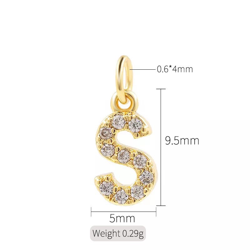 Exquisite simple micro inlaid zircon English 26 letter pendant necklace women 14k gold color pendant diy jewelry accessories H-10326（S）