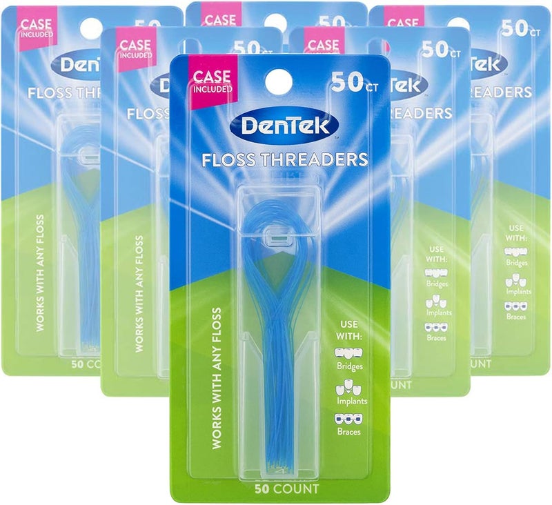 DenTek Floss Threaders | For Braces, Bridges, and Implants | 50 Count (Pack of 6) - Image 1