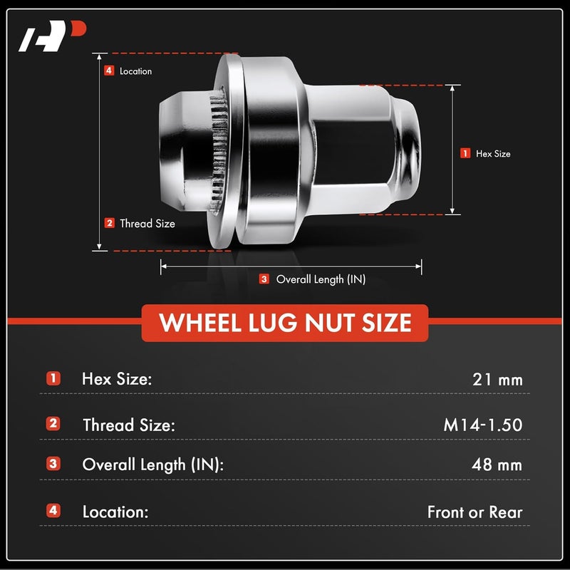 A-Premium M14-1.50 Wheel Lug Nuts for Lexus LS460, LC500, LS600h - 10-PC Set - Image 2