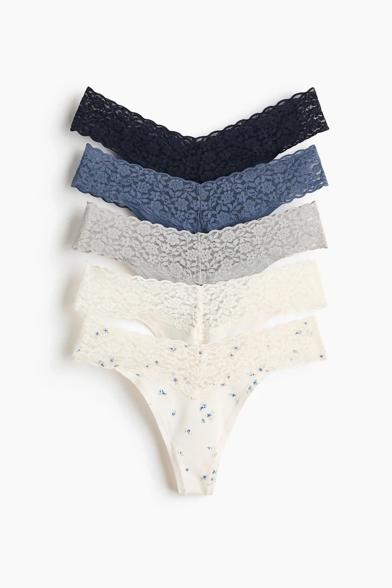 H&M 5-pack lace thong briefs