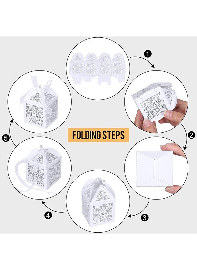 Generic 20Pcs Laser Cut Favor Boxes, 2x2x2.75in Small Gift Boxes for Presents, Party Wedding Favors Boxes with Ribbon, Mini Candy Boxes for Event Bridal Shower Anniversary Birthday  - Image 4