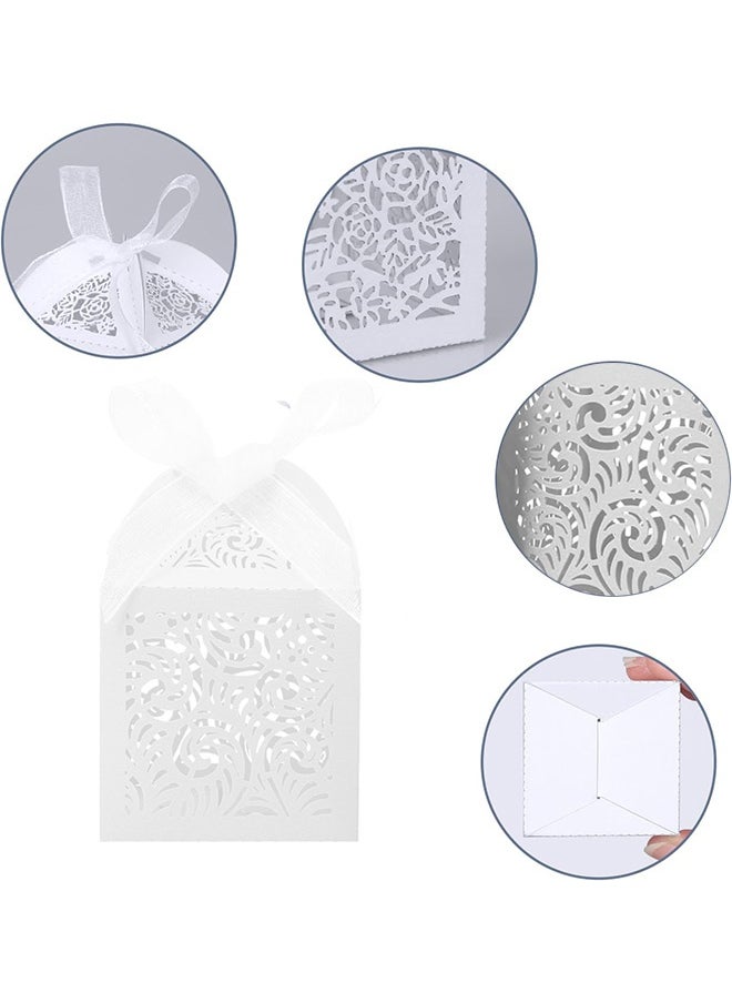 Generic 20Pcs Laser Cut Favor Boxes, 2x2x2.75in Small Gift Boxes for Presents, Party Wedding Favors Boxes with Ribbon, Mini Candy Boxes for Event Bridal Shower Anniversary Birthday  - Image 2
