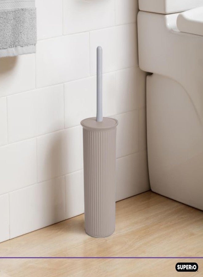 Superio Plastic Toilet Bowl Brush and Holder Set, Decorative Cleaner Scrubber for Bathroom (2, Taupe) - Image 4