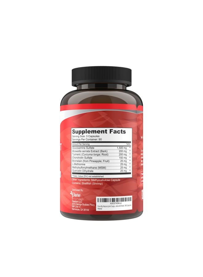 Pure By Nature Joint Support, Glucosamine with Chondroitin Turmeric MSM Boswellia Supplement, 270 Capsules - Image 2