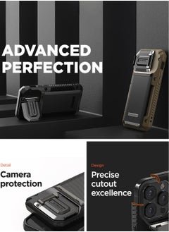 VRS Design Damda Glide Duo Guard iPhone 15 Pro MAX Case Cover Wallet with Semi Automatic Credit Card Holder Slot [4 Cards] & Camera Lens Protector Kickstand - Black Groove  - Image 5