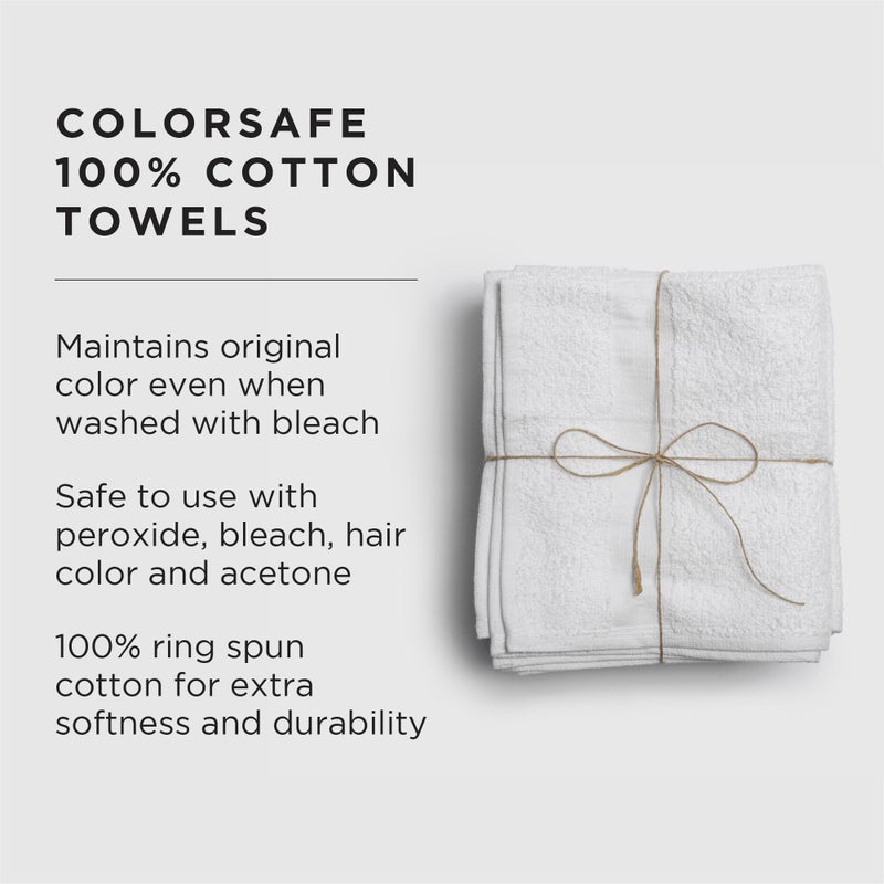 Fromm ColorSafe 100% Cotton Bleach Proof Salon Hair Towels for Hairstylists, Barbers, & Spa, 16" by 29", Absorbent Stain Resistant Towels for Drying All Hair Types, Color Safe Towels, White 6-Pack - Image 3