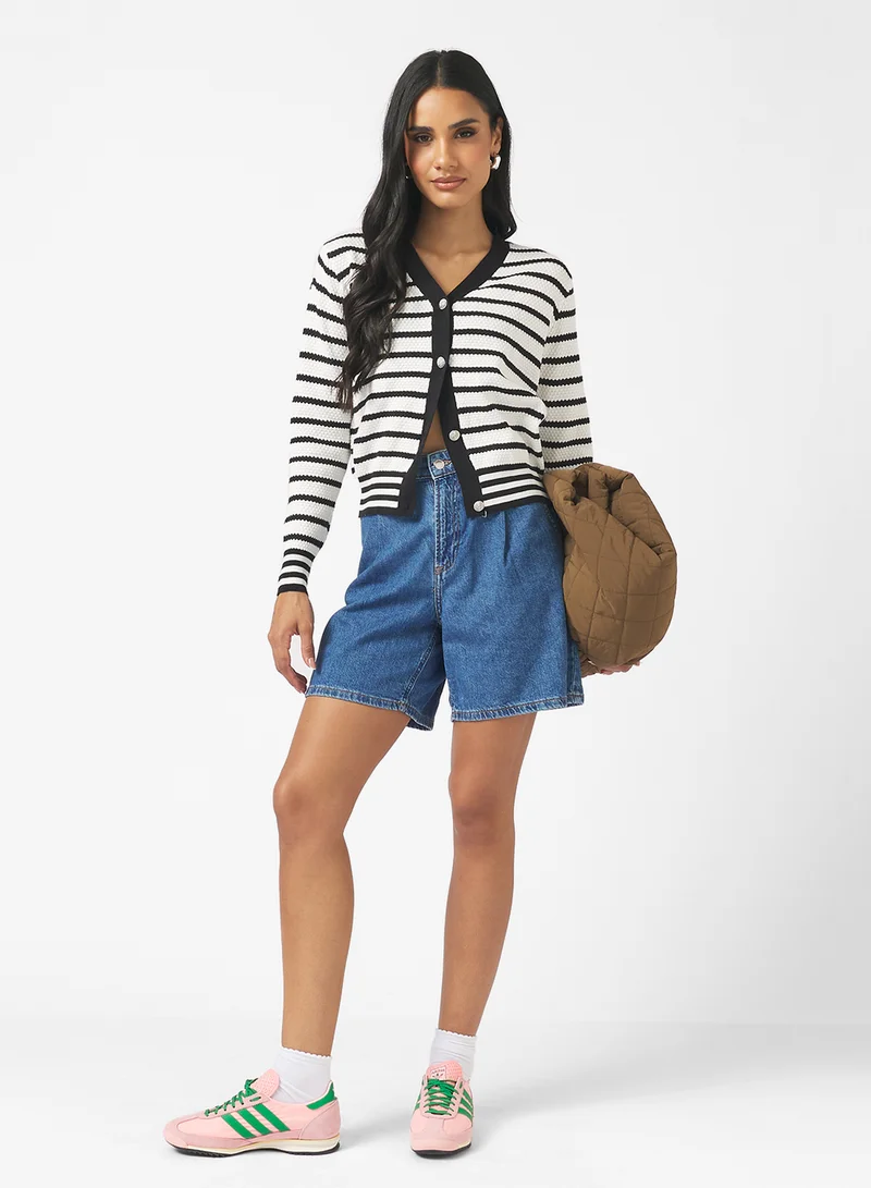 Ginger Classic Monochrome Stripe Cardigan