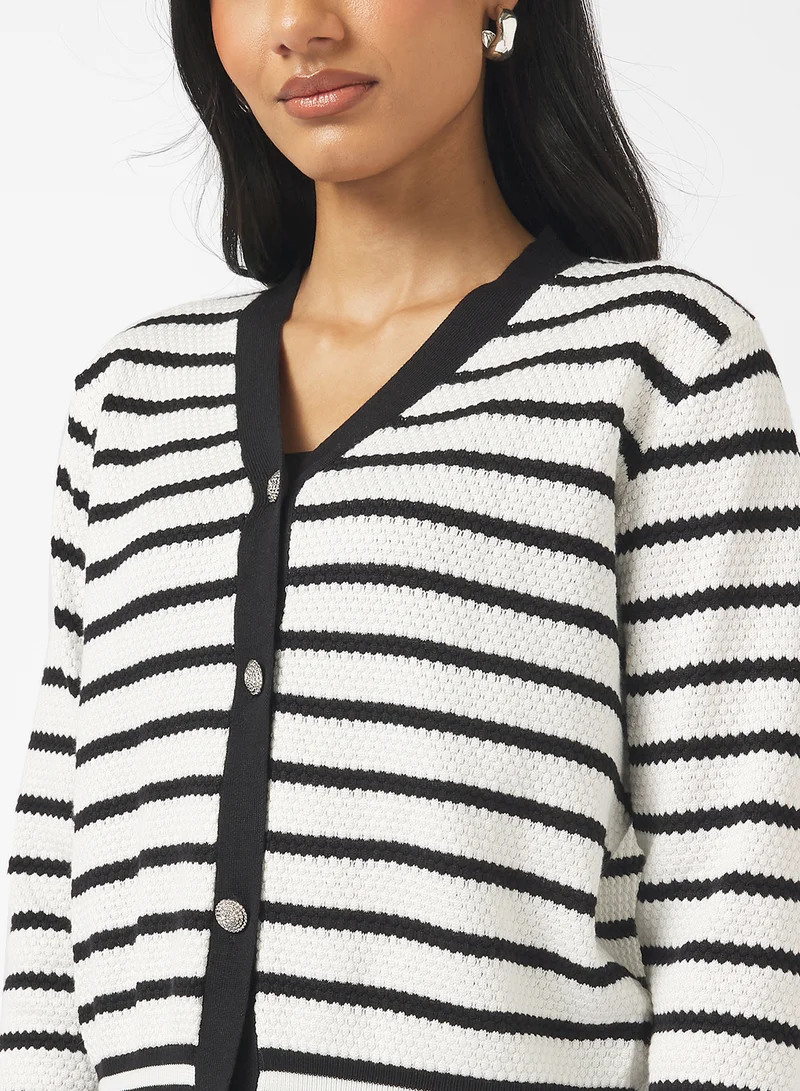 Ginger Classic Monochrome Stripe Cardigan