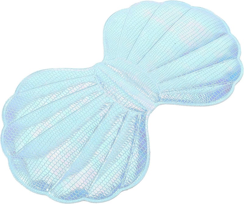 KICHOUSE Holographic Shell Makeup Mirror Small Double-Sided Compact Mirror with Blue Fish Scale Pattern Portable for Purse and Travel - Image 1