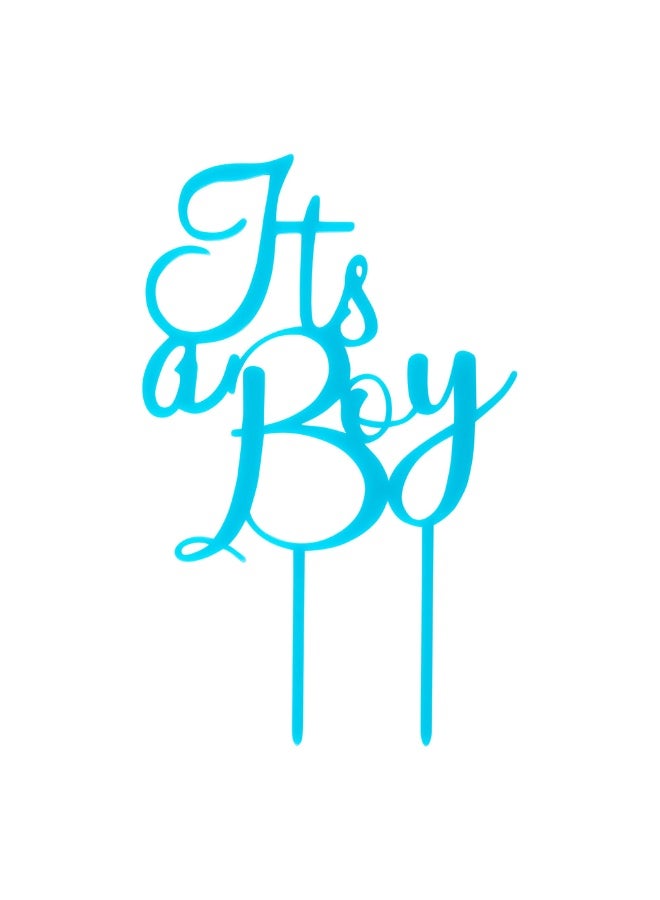 Restaurantware Top Cake Baby Cake Topper, 1 Sturdy Cake Topper - For Gender Reveal Parties, Dessert Decoration, Blue Acrylic Baby Shower Cake Topper, Won’t Sink Into Pastries - Image 1