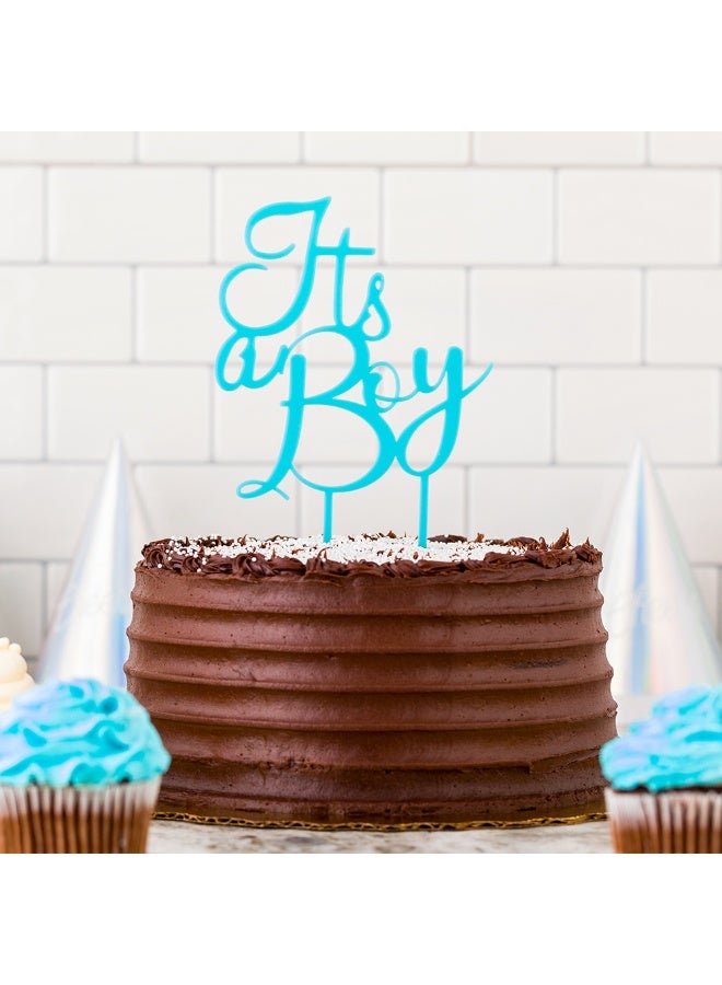 Restaurantware Top Cake Baby Cake Topper, 1 Sturdy Cake Topper - For Gender Reveal Parties, Dessert Decoration, Blue Acrylic Baby Shower Cake Topper, Won’t Sink Into Pastries - Image 3