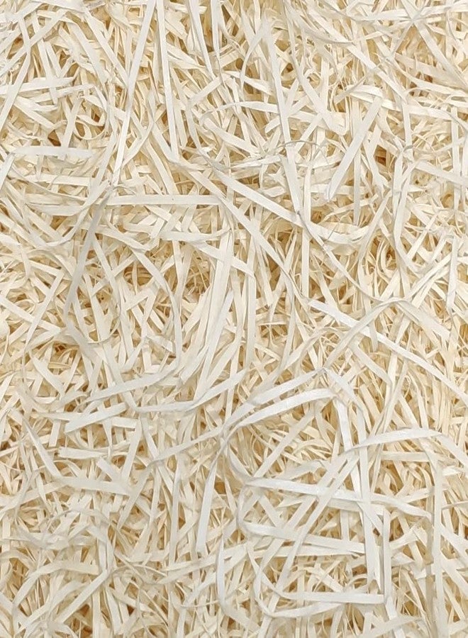 CRAFTY WHEELS Wooden Shredded Paper Grass for Packing (1 Pack of 80grm) Decoration, Hamper, Basket Filling, Gift, Box, Craft, DIY Raffia Confetti Paper Fillers Strips(Cream/Beige) - Image 1