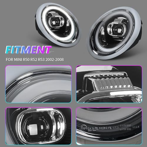 Archaic Headlights Assembly Compatible with 2002-2006 R50 MINI Cooper Hardtop/Hatchback 2002-2006 R53 Cooper S Hardtop/Hatchback 2005-2008 R52 Cooper/Cooper S Convertible - Image 5