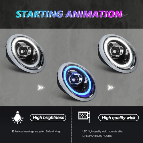 Archaic Headlights Assembly Compatible with 2002-2006 R50 MINI Cooper Hardtop/Hatchback 2002-2006 R53 Cooper S Hardtop/Hatchback 2005-2008 R52 Cooper/Cooper S Convertible - Image 3