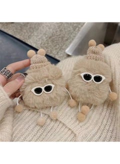 Plush Monster Airpods Pro Protective Case Cartoon For Apple Wireless Bluetooth Headset 2 3 Generation Soft Case-Color:Khaki Plush Sunglasses Monster-Applicable Model:AirPods 4