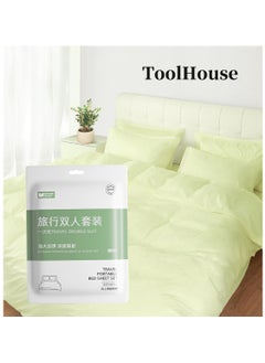ToolHouse 4 Pcs Travel Disposable Bed Sheet and Pillowcase Set Portable Disposable Bedding Set with 1 Quilt Cover 1 Sheet and 2 Pillowcase Suitable for Travel Spa Business Trip Hotel  - Image 1