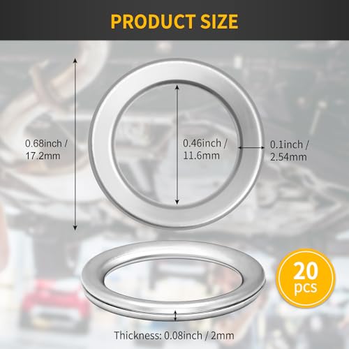 luxlead 20 PCS Transmission Drain Plug Gaskets Oil Crush Washer Seal Rings Compatible with Toyota Lexus 4Runner Sequoia Tacoma Tundra Lexus GS450H, IS250/350, LS430, LS460, Replaces 35178-30010 - Image 5