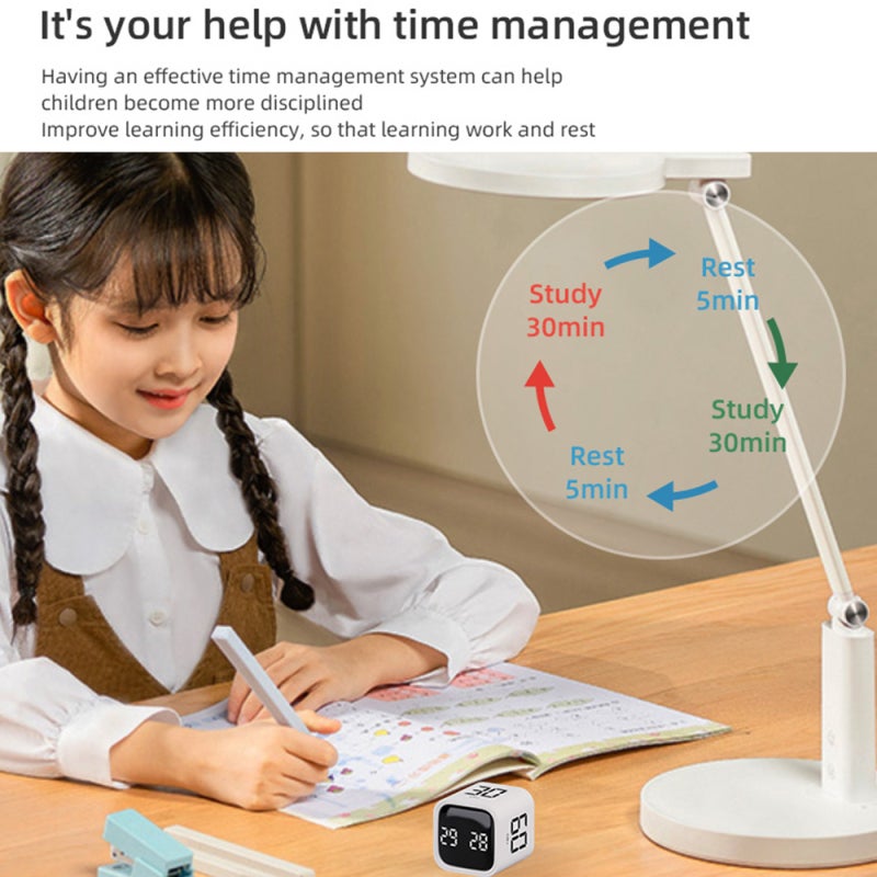 Portable Cube Timer Gravity Sensor Rotating Timer Count Up/Down Function Clock 5/10/30/60 Minutes and Custom with LED Screen Vibrate and Sound Alarm Silent Operation for Kids Kitchen Time Management - Image 5