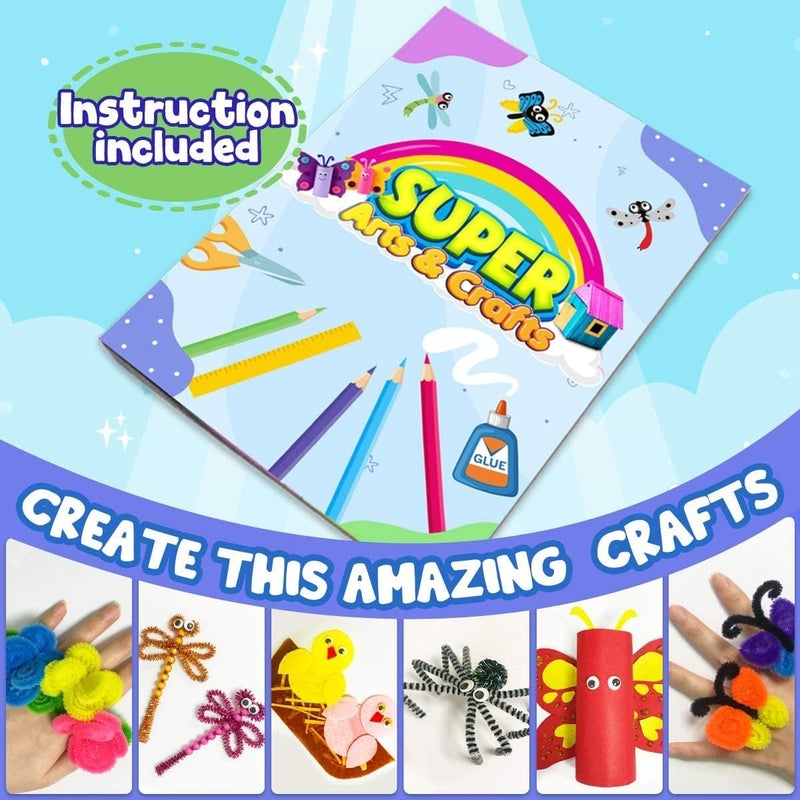 FUNZBO Arts and Crafts School Supplies for Kids - Christmas Kindergarten School Supplies Set with Glitter Glue Stick,Glue, Pipe Cleaners Craft and Kids' Scissor, Birthday Gifts for Girls Boys Age 4+ - Image 3