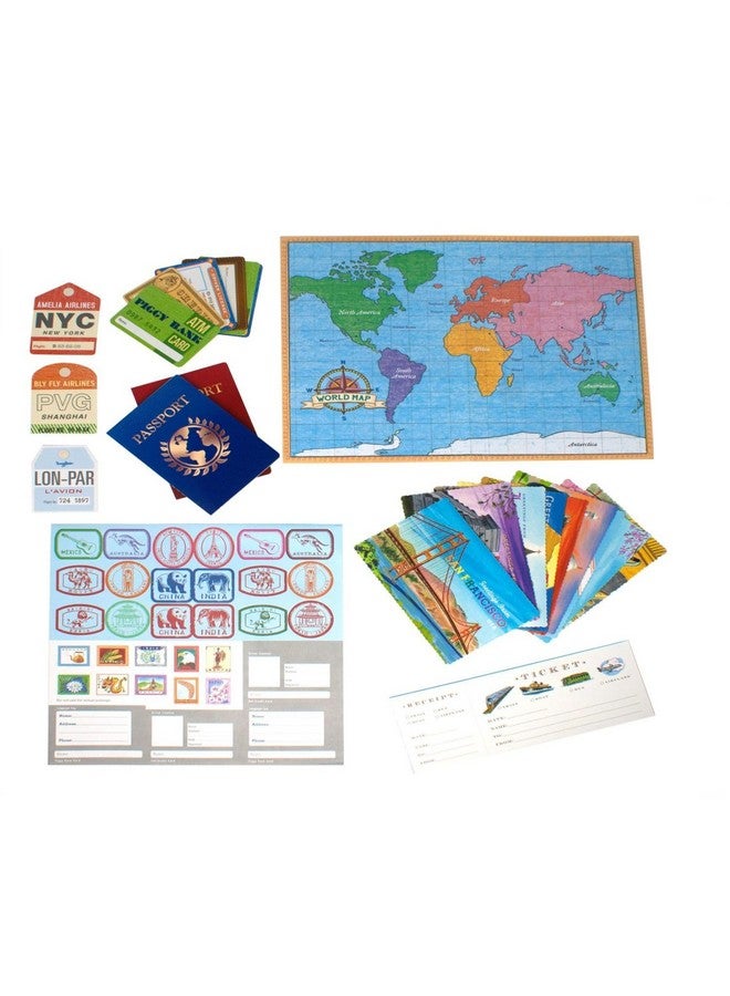 eeBoo: World Traveler Pretend and Role Play Set, Make-Believe Props for an Adventure Around The World or Just The Neighborhood, Promotes Creativity and Imagination, for Ages 3 and up - Image 2